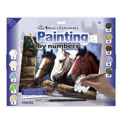 Royal & Langnickel Painting By Numbers 30x40cm 3 Stable Horses  / Drawing sets- School Supplies   